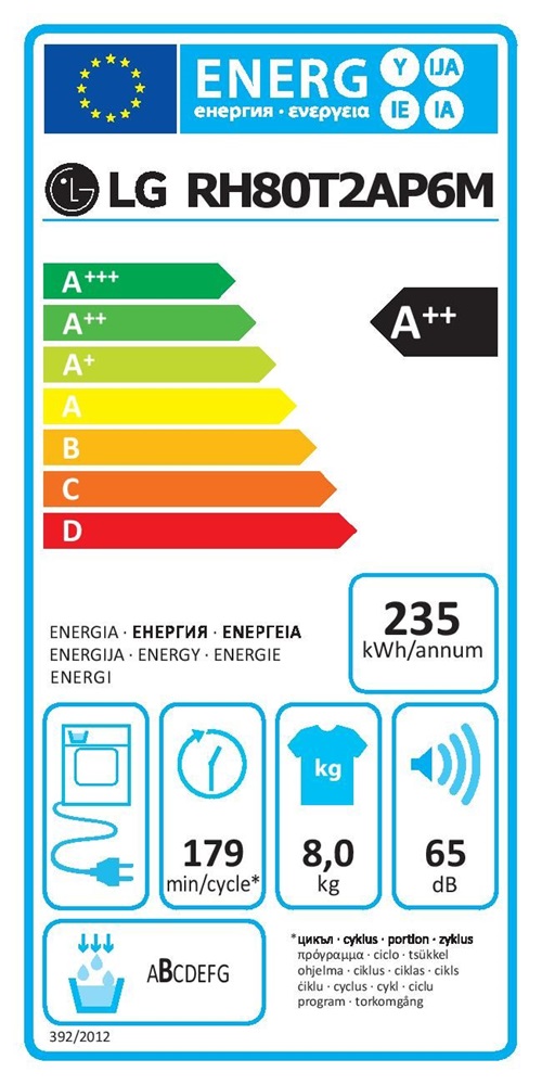 LG RH80T2AP6M fehér, 8 kg, hőszivattyús, szárítógép
