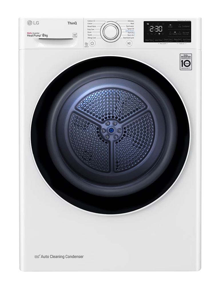 LG RH80V3AV6N fehér, 8 kg, hőszivattyús, szárítógép