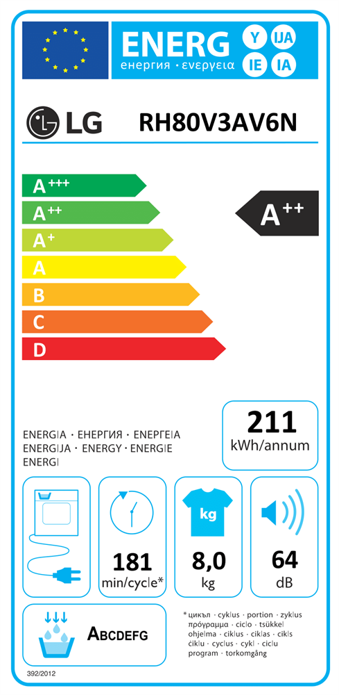 LG RH80V3AV6N fehér, 8 kg, hőszivattyús, szárítógép