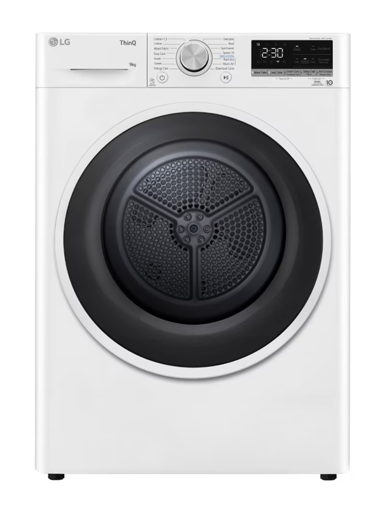 LG RH90V5AV6N fehér, 9 kg, hőszivattyús, szárítógép