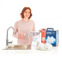 Laica J996050 6 db-os bi-flux univerzális szűrőbetét LAICA STREAM LINE fehér mechanikus vízszűrő kancsóval, ajándékszett
