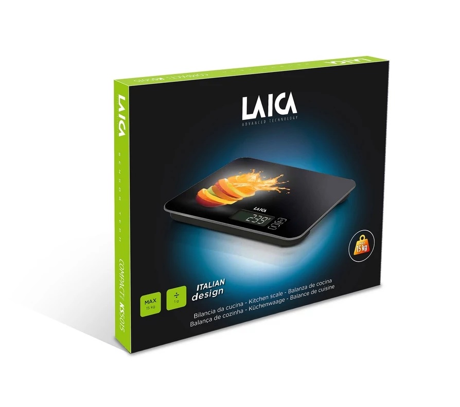 Laica KS5015L narancs mintás fekete digitális konyhai mérleg