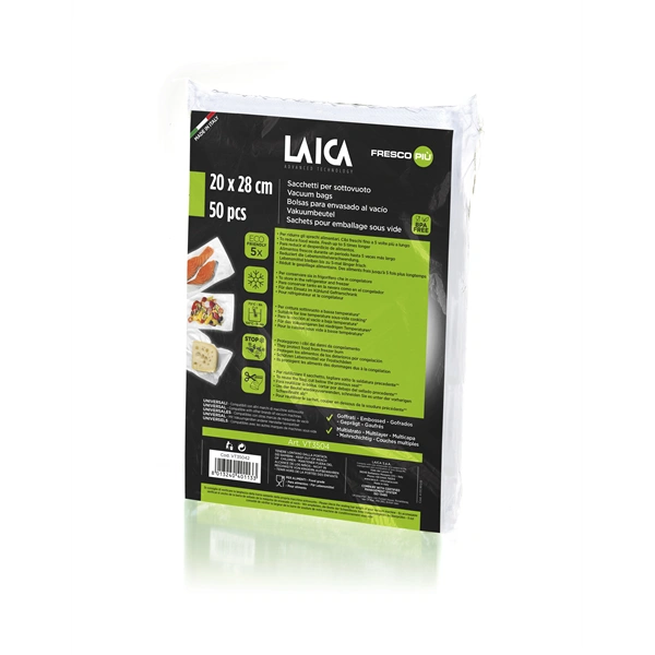 Laica  VT35043 20 x 28 cm, 50 db, légcsatornás, EXTRA erős BPA mentes vákuum csomagoló tasak