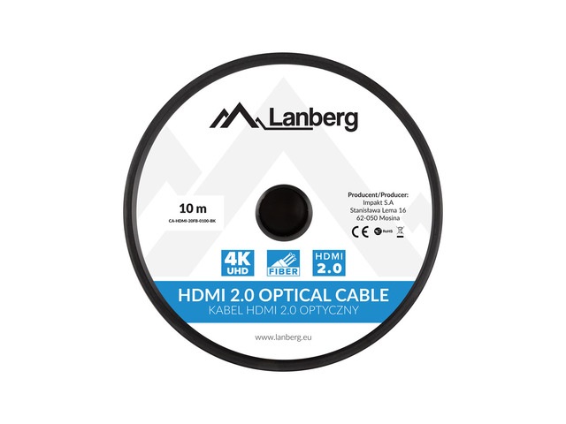 Lanberg 10m aktív optikai HDMI apa-apa fekete AOC kábel