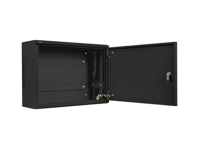 Lanberg 19" 4U+3U SZÉL:540mm MÉLY:200mm MAG:400mm fémajtós fekete fali rack szekrény