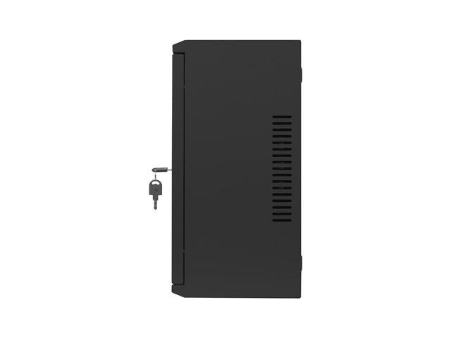 Lanberg 19" 4U+3U SZÉL:540mm MÉLY:200mm MAG:400mm fémajtós fekete fali rack szekrény
