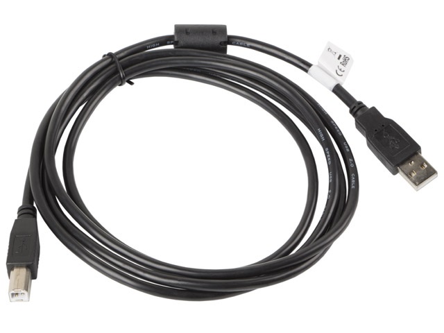 Lanberg 1,8m USB-A 2.0 apa - USB-B apa fekete ferritgyűrűs kábel