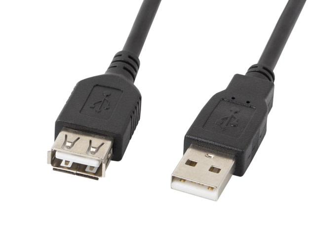 Lanberg 1,8m USB-A 2.0 apa - anya fekete kábel