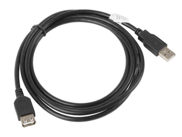 Lanberg 1,8m USB-A 2.0 apa - anya fekete kábel