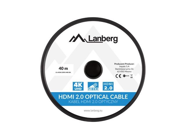Lanberg 40m aktív optikai HDMI apa-apa fekete AOC kábel
