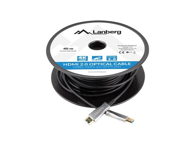 Lanberg 40m aktív optikai HDMI apa-apa fekete AOC kábel