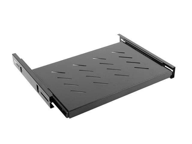 Lanberg AK-1006-B 19" 1U MÉLY:350mm MAX:60kg kihúzható fekete polc 4 ponton rögzített csavarral
