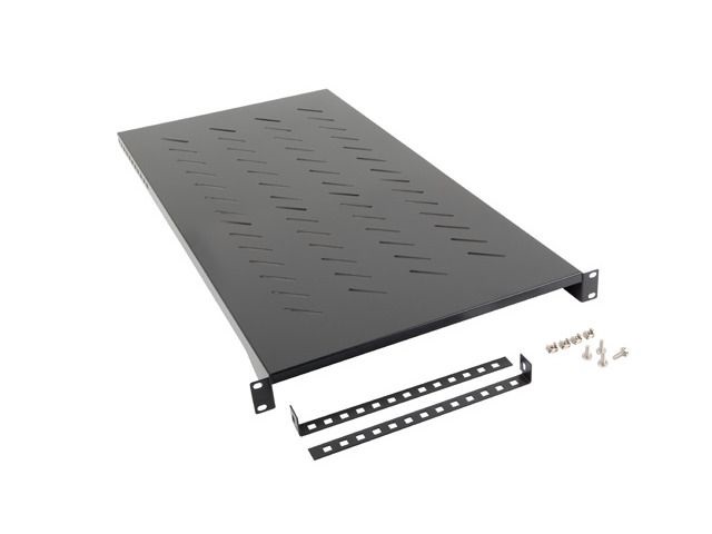 Lanberg AK-1013-B 19" 1U MÉLY:900mm MAX:25kg fix fekete polc 4 ponton rögzített csavarral