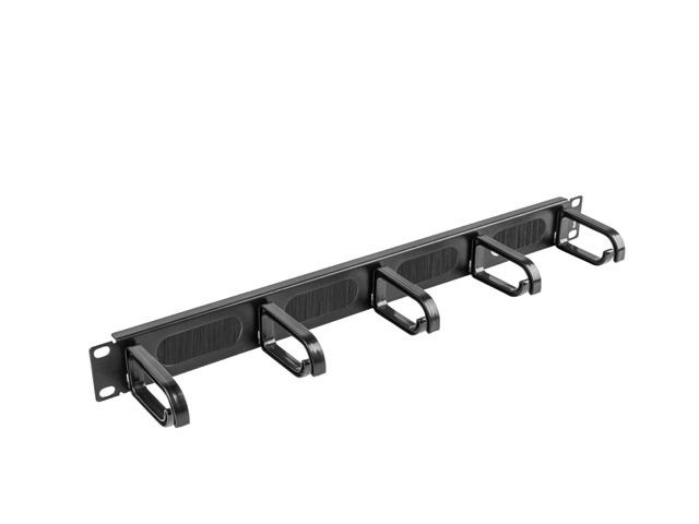 Lanberg AK-1203-B 19" 1U műanyag gyűrűs fekete kábelrendező fésűs bevezetővel