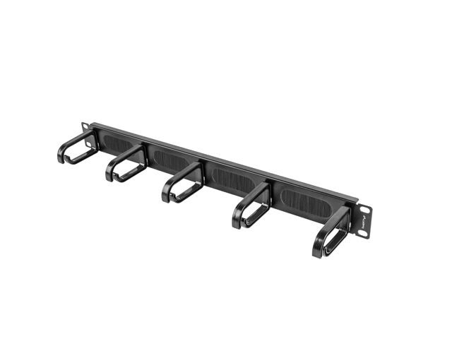 Lanberg AK-1203-B 19" 1U műanyag gyűrűs fekete kábelrendező fésűs bevezetővel