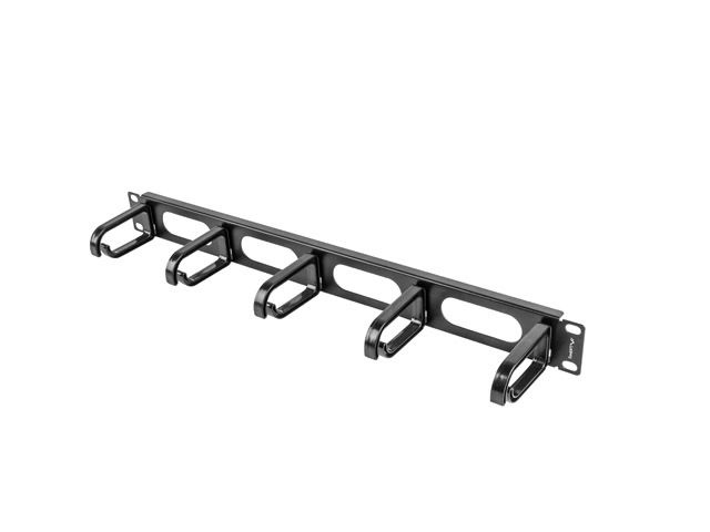 Lanberg AK-1205-B 19" 1U műanyag gyűrűs fekete kábelrendező hátsó lyukas bevezetővel