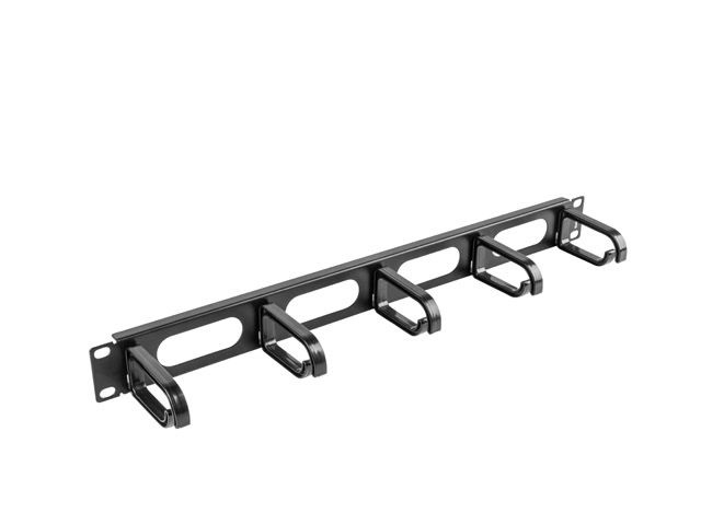 Lanberg AK-1205-B 19" 1U műanyag gyűrűs fekete kábelrendező hátsó lyukas bevezetővel