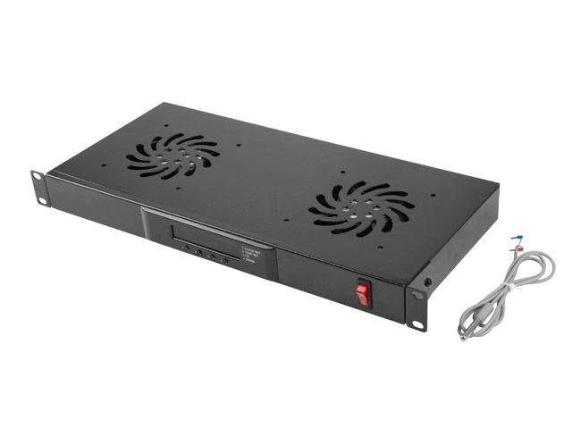 Lanberg AK-1502-B 19" 1U 2 ventilátor + termosztát egység LCD kijelzővel