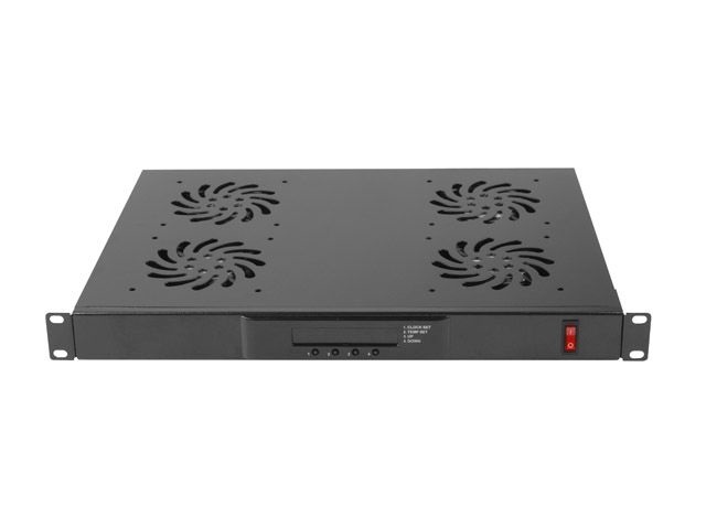 Lanberg AK-1503-B 19" 1U 4x ventilátor + termosztát ventilátor egység LCD kijelzővel