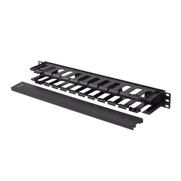 Lanberg AK-1703-B 19" 1U fekete műanyag csatornás kábelvezető