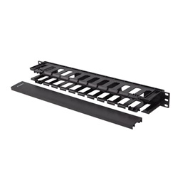 Lanberg AK-1703-B 19" 1U fekete műanyag csatornás kábelvezető