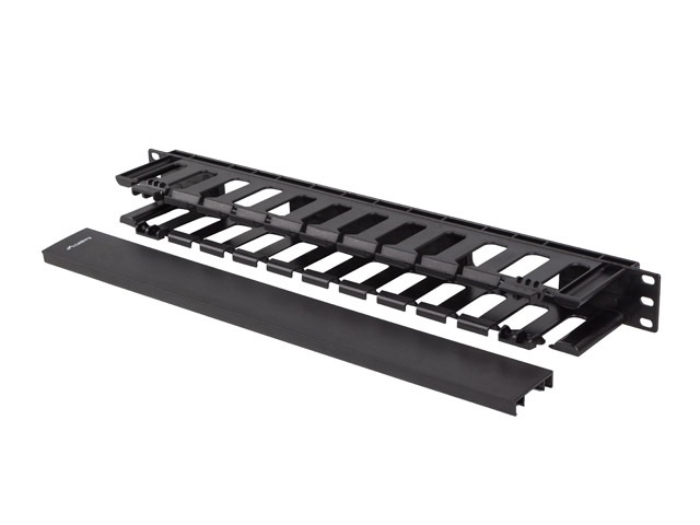 Lanberg AK-1703-B 19" 1U fekete műanyag csatornás kábelvezető