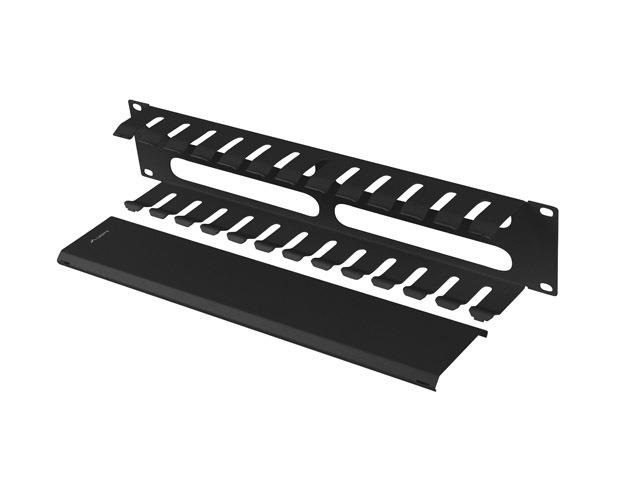 Lanberg AK-1705-B 19" 2U fekete fém csatornás kábelvezető