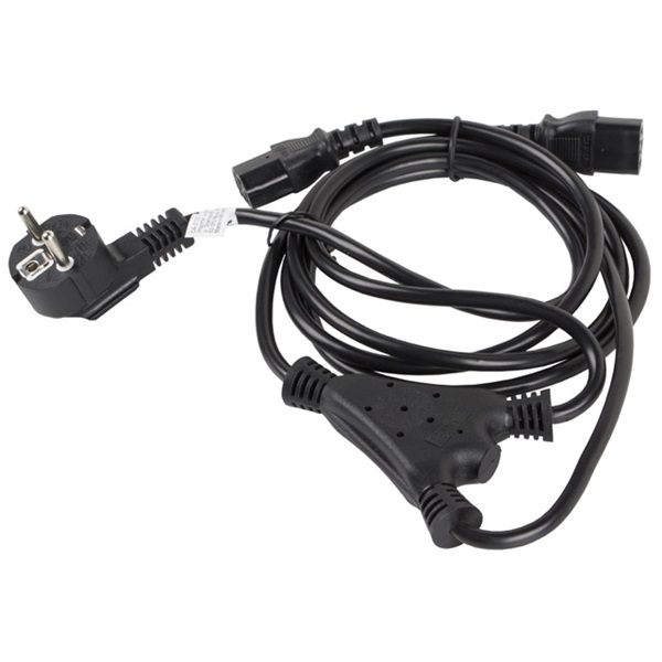 Lanberg CA-C13C-13CC-0018-BK CEE 7/7->2X IEC 320 C13 VDE fekete tápkábel 2m