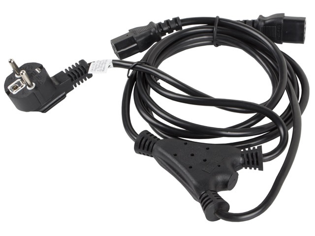 Lanberg CA-C13C-13CC-0018-BK CEE 7/7->2X IEC 320 C13 VDE fekete tápkábel 2m