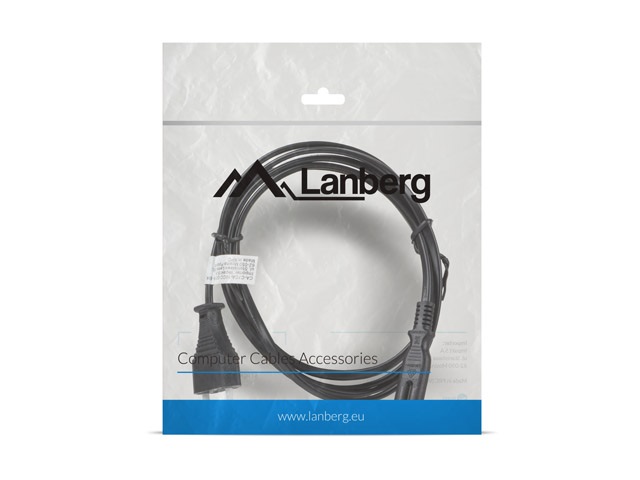 Lanberg CA-C7CA-10CC-0018-BK IEC 320 C7 EURO 2,5A fekete tápkábel 1,8m