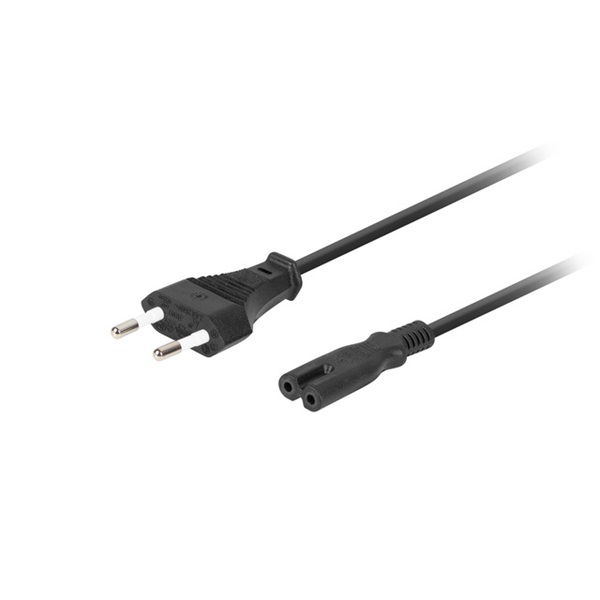 Lanberg CA-C7CA-10CC-0018-BK IEC 320 C7 EURO 2,5A fekete tápkábel 1,8m