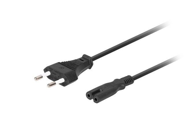 Lanberg CA-C7CA-10CC-0018-BK IEC 320 C7 EURO 2,5A fekete tápkábel 1,8m
