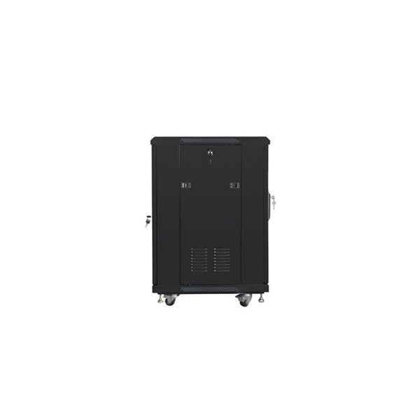 Lanberg FA01-6615-12B 19" 15U SZÉL:600mm MÉLY:600mm MAG:848mm összeszerelt üvegajtós fekete rack szekrény