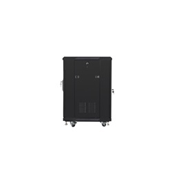 Lanberg FA01-6615-12B 19" 15U SZÉL:600mm MÉLY:600mm MAG:848mm összeszerelt üvegajtós fekete rack szekrény