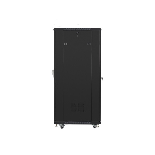 Lanberg FA01-6832-12B 19" 32U SZÉL:600mm MÉLY:800mm MAG:1603mm összeszerelt üvegajtós fekete rack szekrény