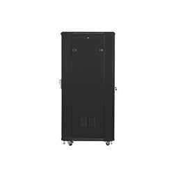 Lanberg FA01-6832-12B 19" 32U SZÉL:600mm MÉLY:800mm MAG:1603mm összeszerelt üvegajtós fekete rack szekrény