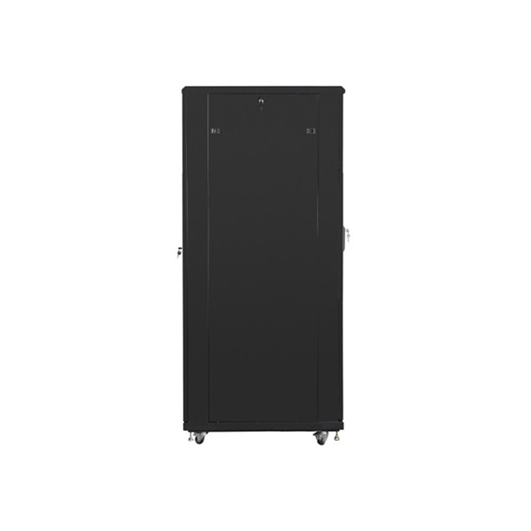 Lanberg FA01-8042-23B 19" 42U SZÉL:800mm MÉLY:1000mm MAG:2047mm összeszerelt hálós fémajtós fekete rack szekrény