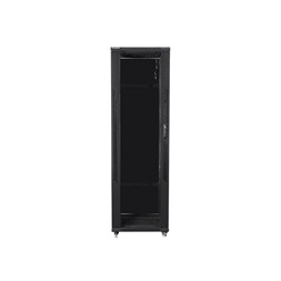 Lanberg FA01-8047-12B 19" 47U SZÉL:800mm MÉLY:1000mm MAG:2277mm összeszerelt üvegajtós fekete rack szekrény
