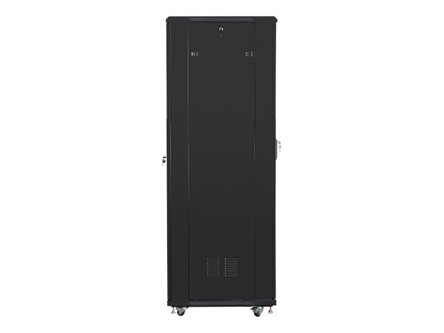 Lanberg FA01-8047-12B 19" 47U SZÉL:800mm MÉLY:1000mm MAG:2277mm összeszerelt üvegajtós fekete rack szekrény