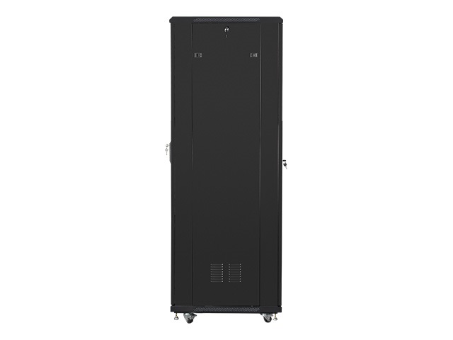 Lanberg FA01-8047-12B 19" 47U SZÉL:800mm MÉLY:1000mm MAG:2277mm összeszerelt üvegajtós fekete rack szekrény