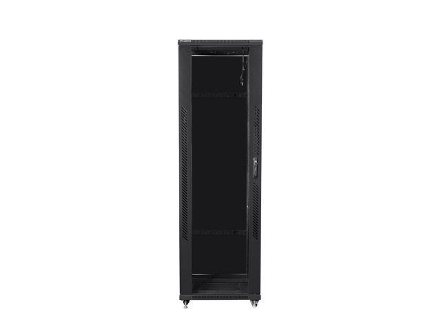 Lanberg FA01-8842-12B 19" 42U SZÉL:800mm MÉLY:800mm MAG:2047mm összeszerelt üvegajtós fekete rack szekrény