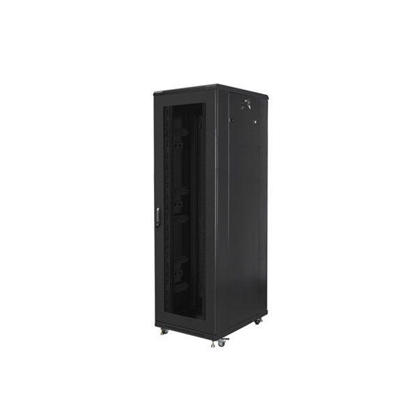 Lanberg FA01-8842-23B 19" 42U SZÉL:800mm MÉLY:800mm MAG:2047mm összeszerelt hálós fémajtós fekete rack szekrény