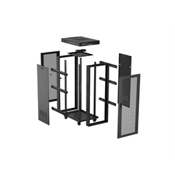 Lanberg FF01-6632-23BL 19" 32U SZÉL:600mm MÉLY:600mm MAG:1603mm lapraszerelt LCD hálós fémajtós fekete rack szekrény