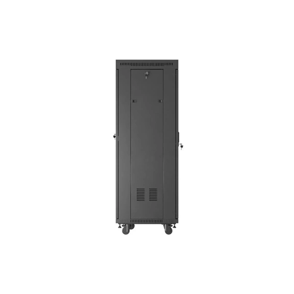 Lanberg FF01-6632-23BL 19" 32U SZÉL:600mm MÉLY:600mm MAG:1603mm lapraszerelt LCD hálós fémajtós fekete rack szekrény