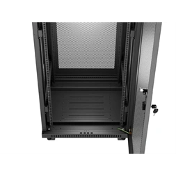 Lanberg FF01-6632-23BL 19" 32U SZÉL:600mm MÉLY:600mm MAG:1603mm lapraszerelt LCD hálós fémajtós fekete rack szekrény