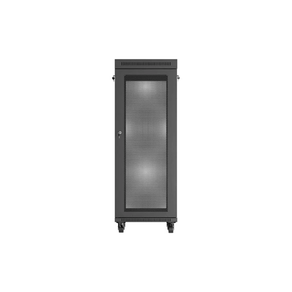 Lanberg FF01-6632-23BL 19" 32U SZÉL:600mm MÉLY:600mm MAG:1603mm lapraszerelt LCD hálós fémajtós fekete rack szekrény