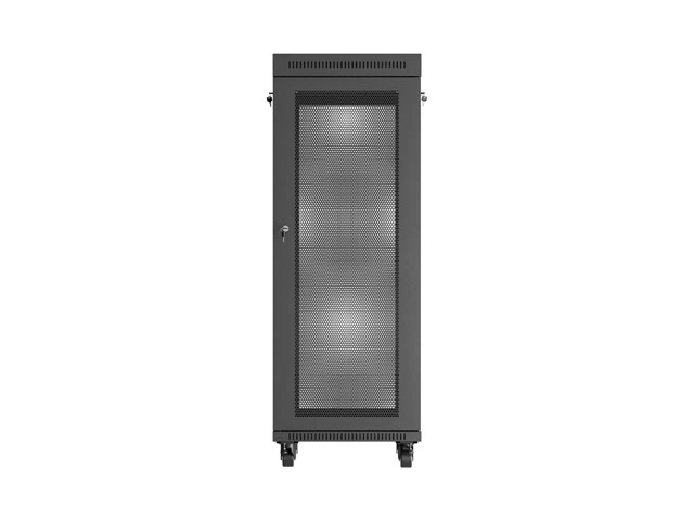 Lanberg FF01-6632-23BL 19" 32U SZÉL:600mm MÉLY:600mm MAG:1603mm lapraszerelt LCD hálós fémajtós fekete rack szekrény