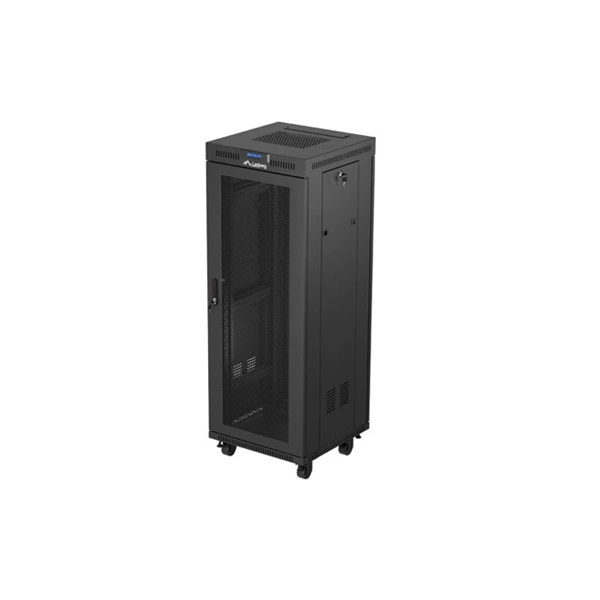 Lanberg FF01-6632-23BL 19" 32U SZÉL:600mm MÉLY:600mm MAG:1603mm lapraszerelt LCD hálós fémajtós fekete rack szekrény