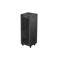 Lanberg FF01-6632-23BL 19" 32U SZÉL:600mm MÉLY:600mm MAG:1603mm lapraszerelt LCD hálós fémajtós fekete rack szekrény