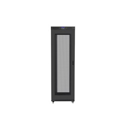 Lanberg FF01-8242-23BL 19" 42U SZÉL:800mm MÉLY:1200mm MAG:2127mm lapraszerelt LCD hálós fémajtós fekete rack szekrény